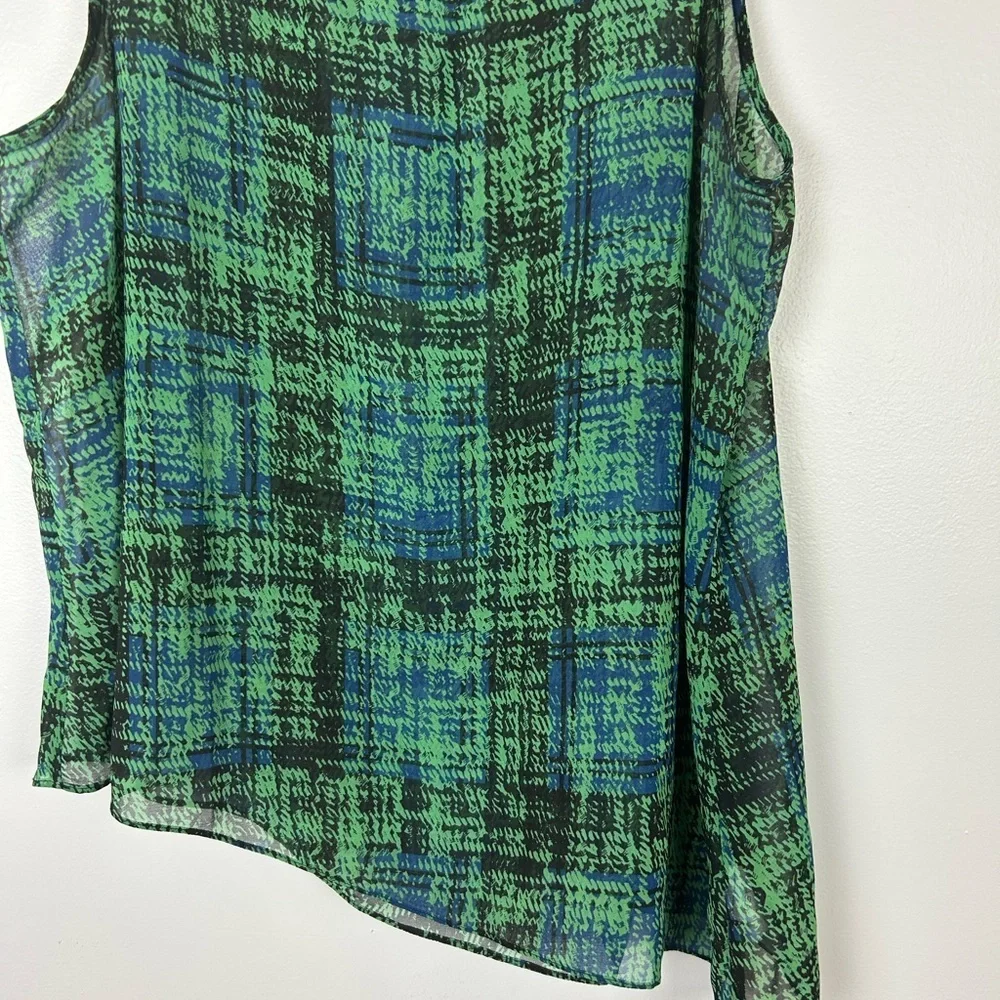 CAbi Green & Blue 2 Piece Short Sleeve Blouse Size Large - Picture 10 of 12